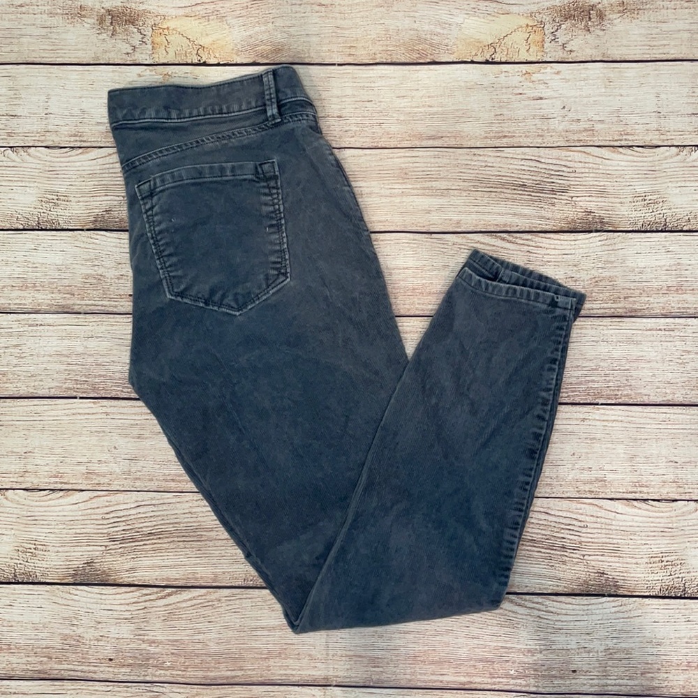Loft Grey Corduroy Skinny Ankle Jeans Size 4 Inseam 27”